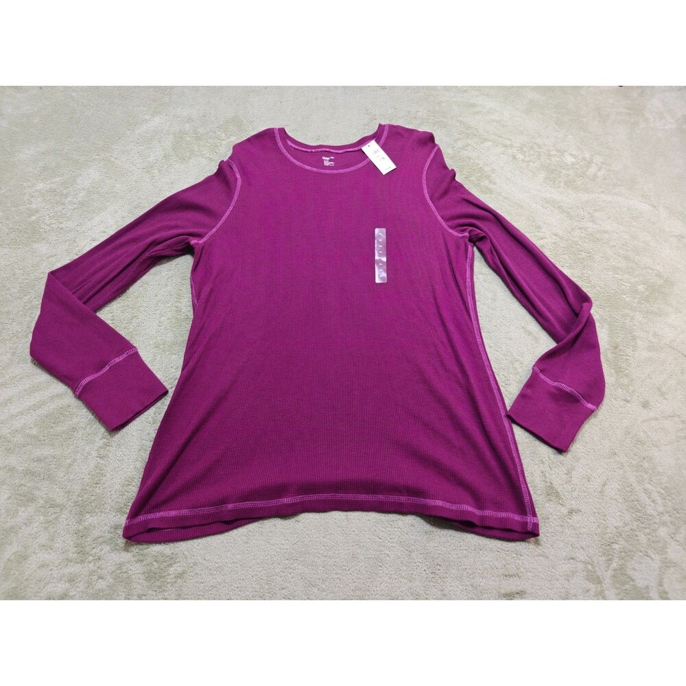Gap Womens Thermal Shirt Size XXL Plum Purple Cotton Modal Waffle Knit Crew NWT